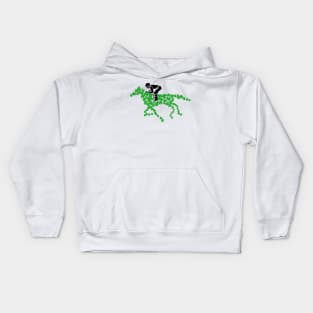 Race horse made of Four leaf Clovers with Jockey Horse Kids Hoodie